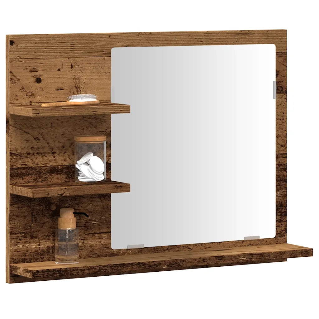 Armadietto a Specchio da Bagno-Mobile bagno con specchio Legno Vecchio 60x10,5x45 cm