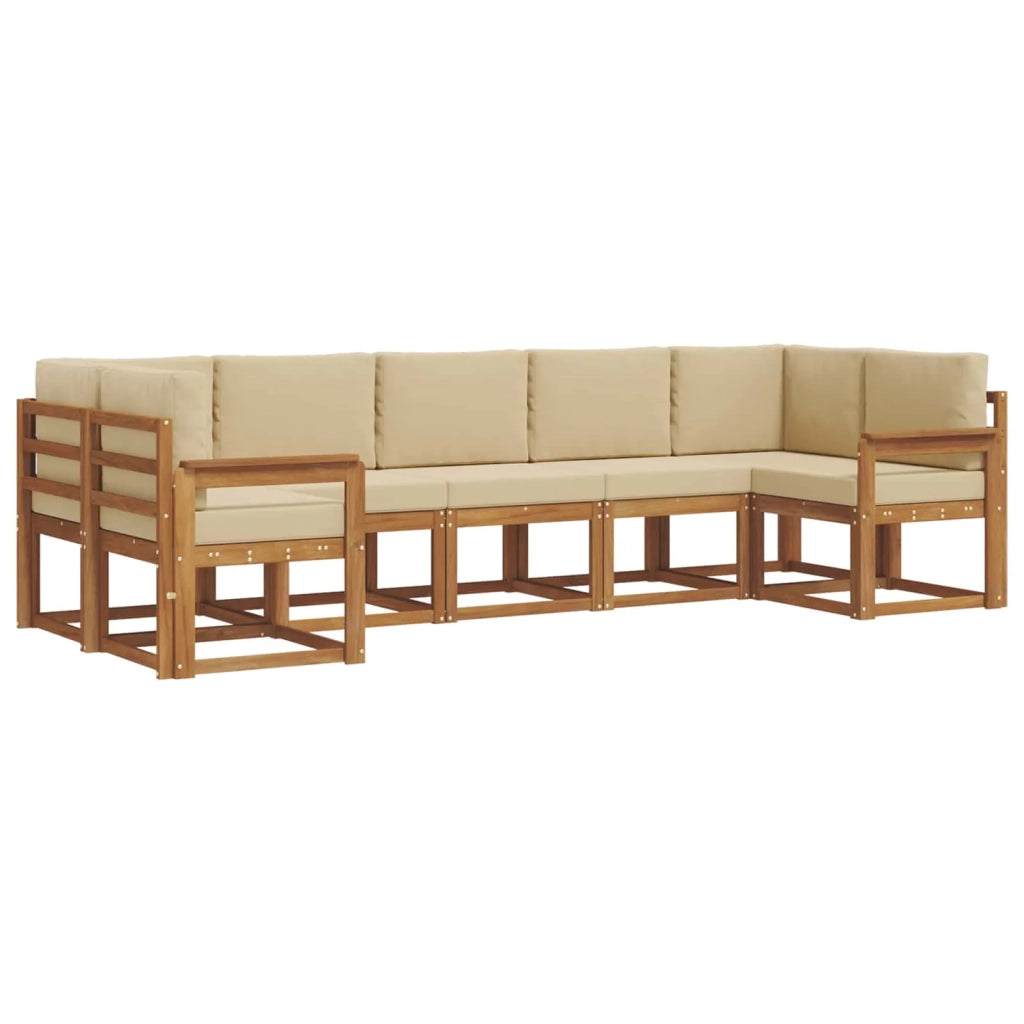 Set di divani da esterno con cuscino 7 pcs Naturale e Beige 3366911