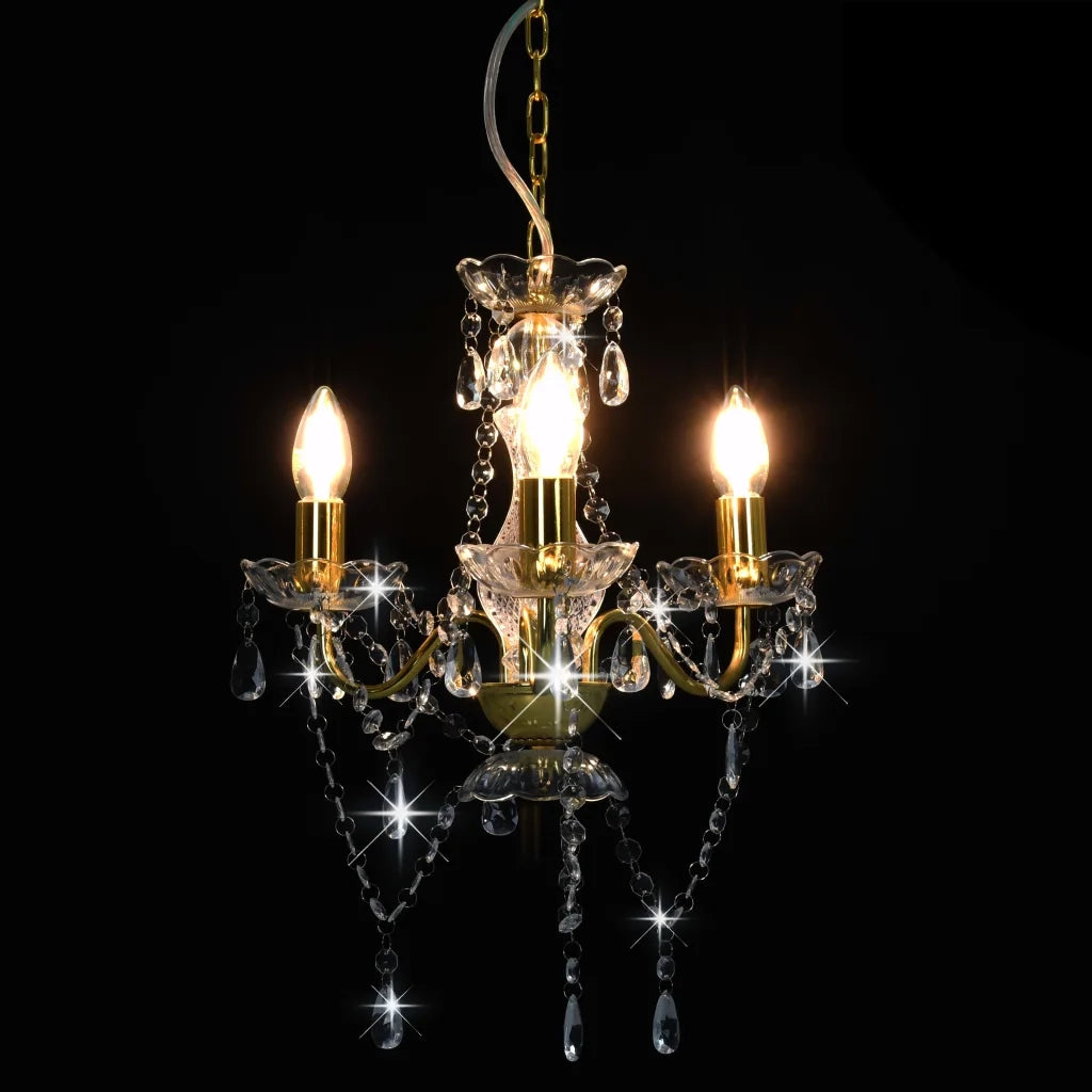 Lampadario con Perline Dorato Tondo 3  E14 281600
