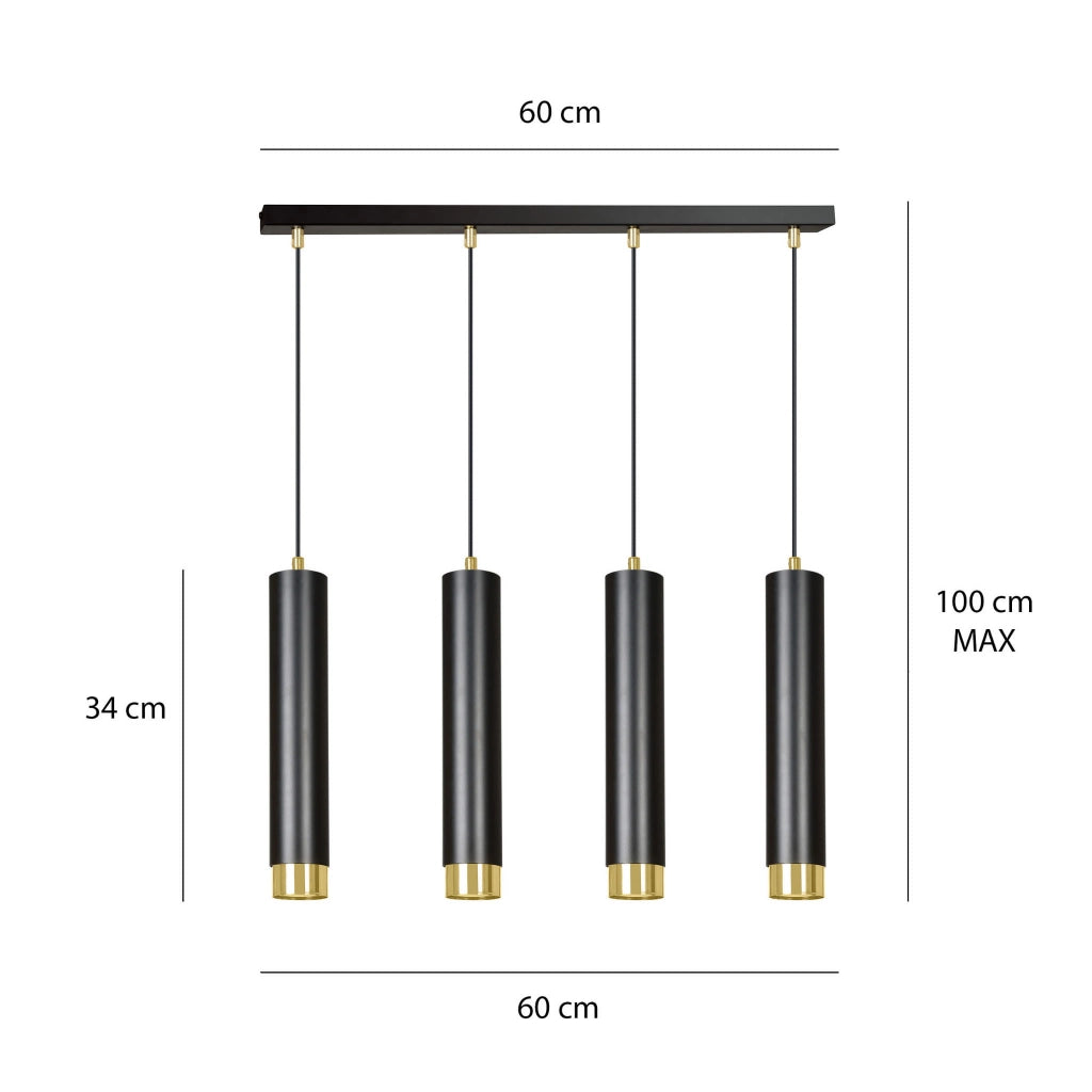 Lampadario Emibig KIBO nero oro 4xGU10 dimmerabile