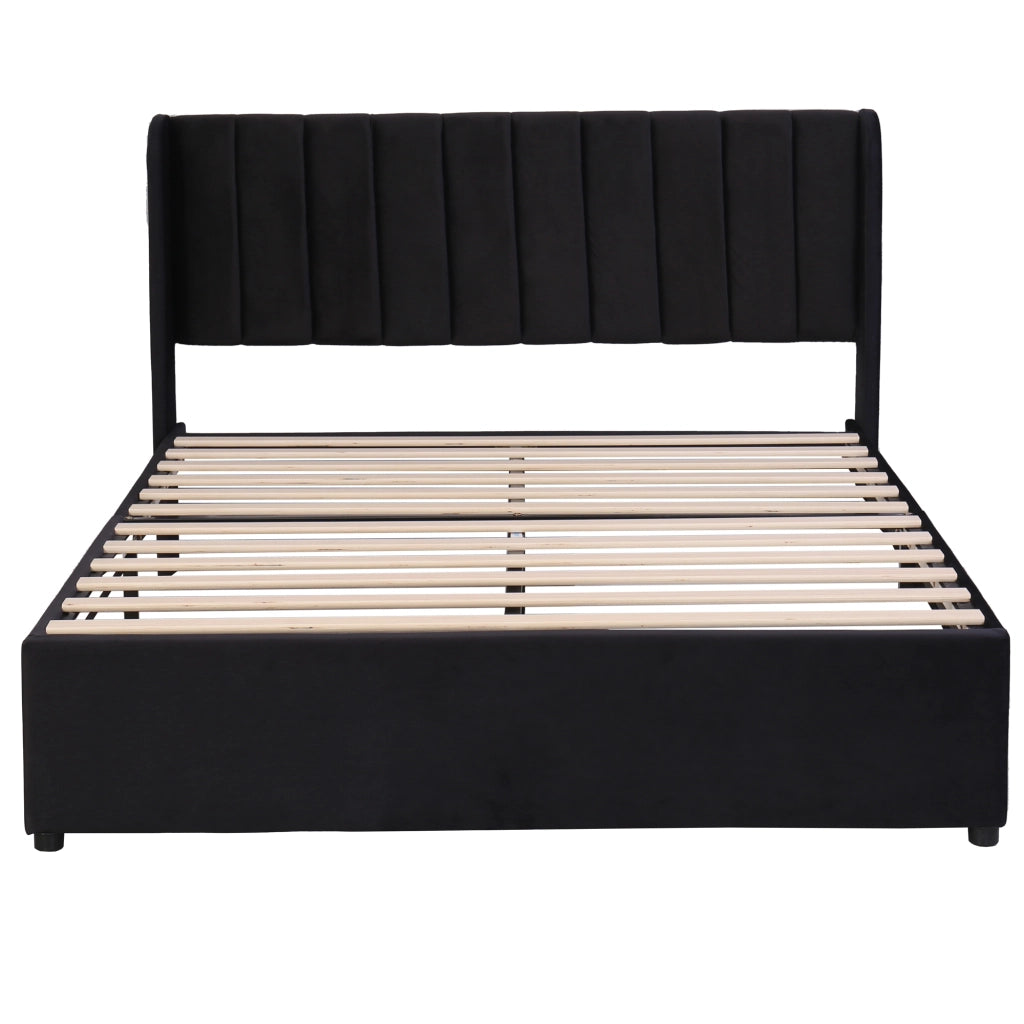 letto in velluto nero 160 x 200 cm