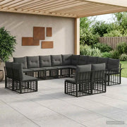 Set di divani da esterno 13 pcs Nero e Grigio scuro Poliestere 3437797