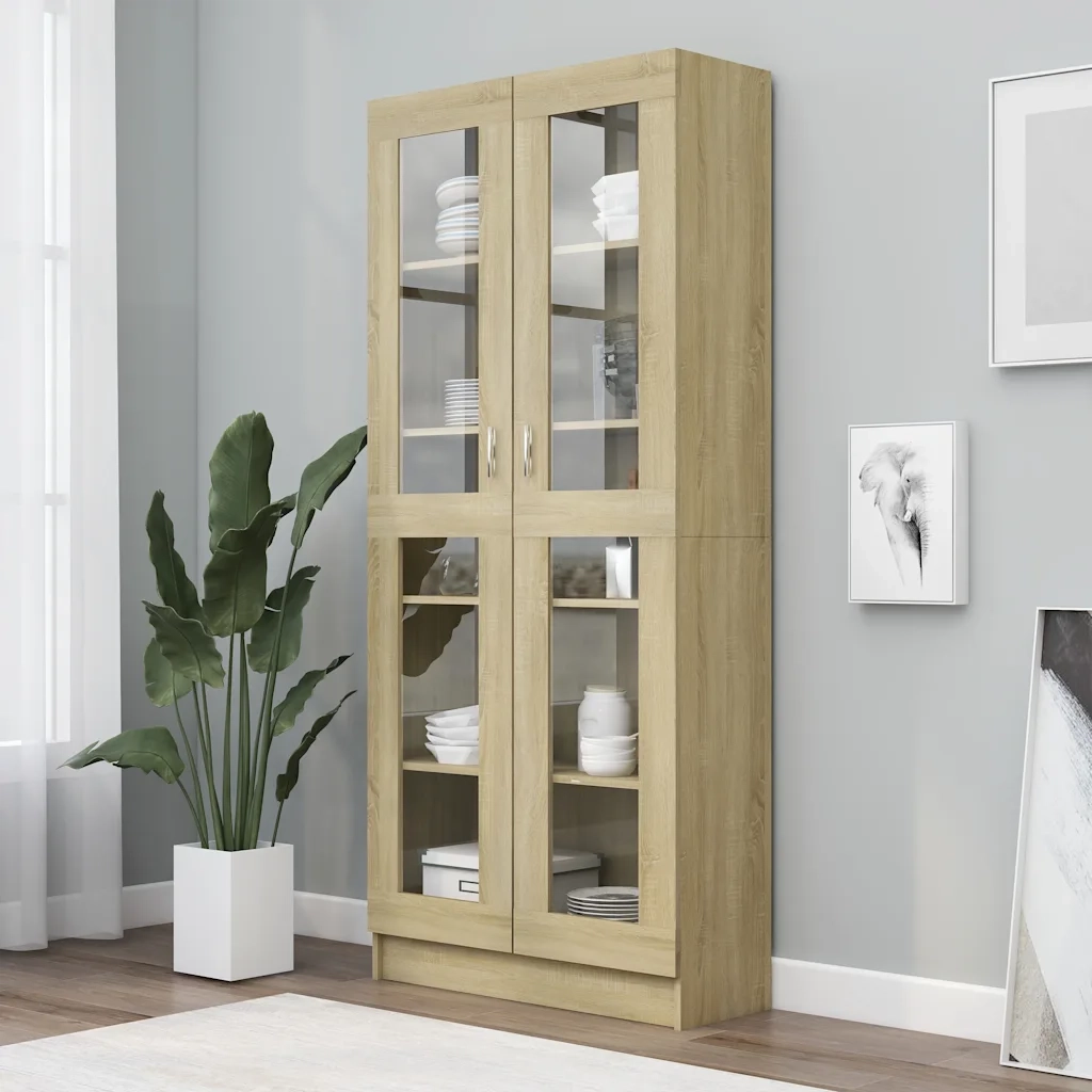 Armadietto Vetrina Rovere Sonoma 82,5x30,5x185 cm Multistrato 802771