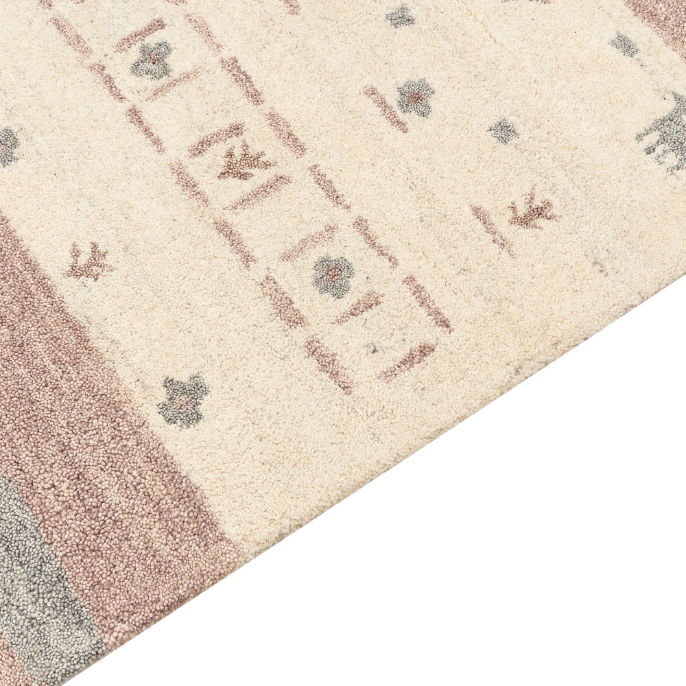 Tappeto Gabbeh in lana beige e marrone con motivo geometrico 160 x 230 cm stile boho soggiorno camera da letto