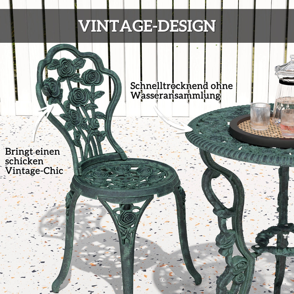 Set Bistrot da Giardino 2 Posti ¨C Xylo ¨C Alluminio Pressofuso Verde Antico