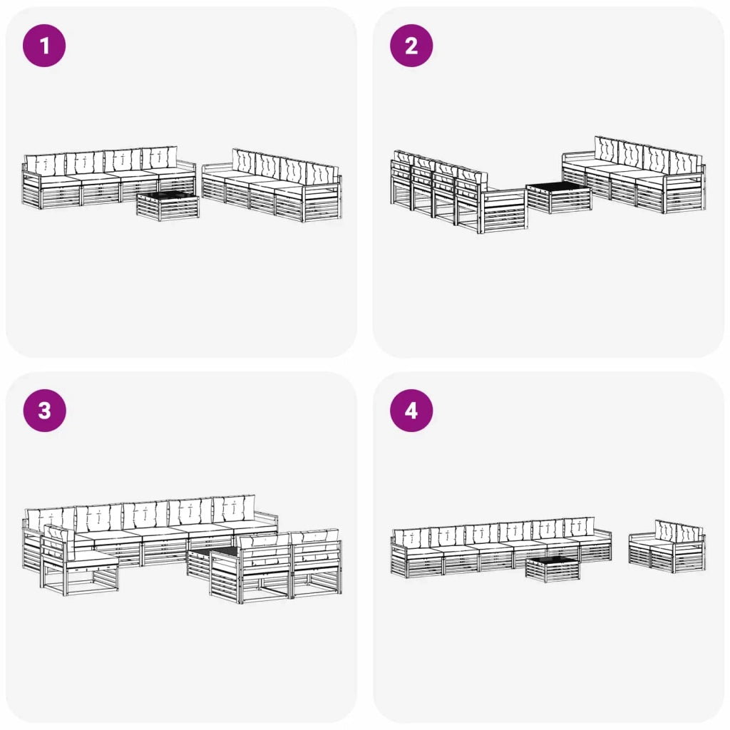 Set di divani da esterno 9 pcs Grigio Naturale e Chiaro 3373206