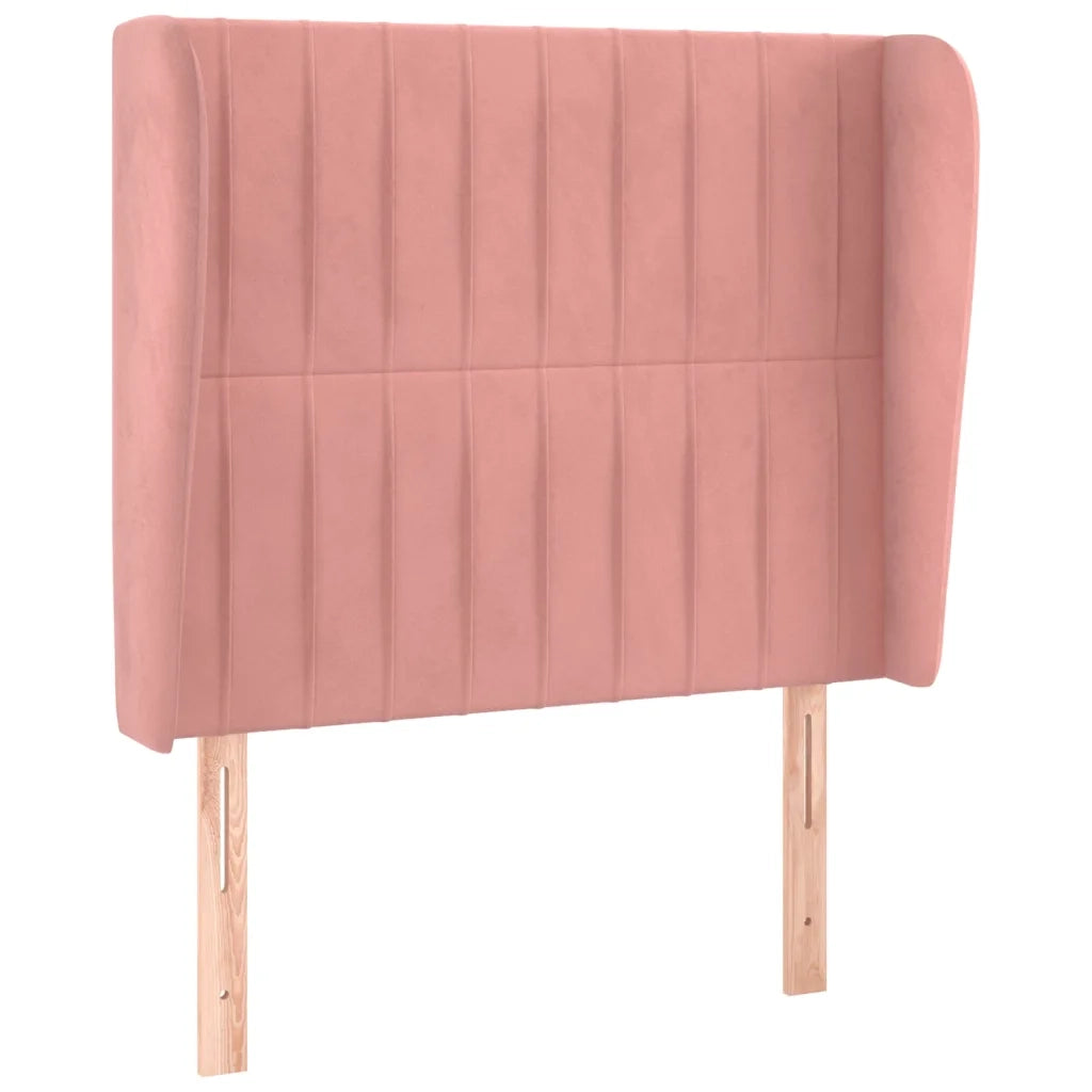 Testiera | Testata ad Orecchio Rosa 93x23x118/128 cm in Velluto