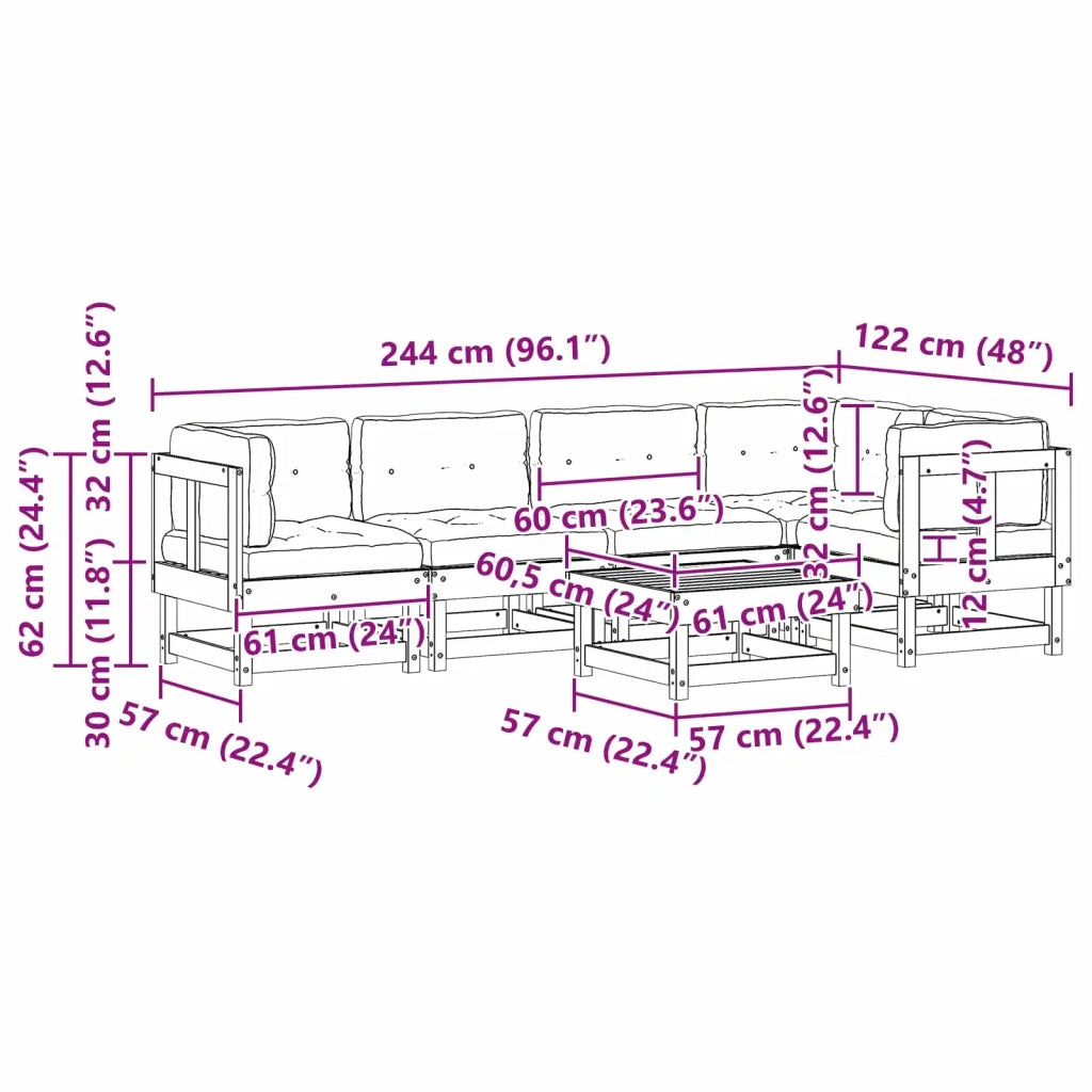 Set Lounge da Giardino 6 pcs Marrone Cerato 3418062