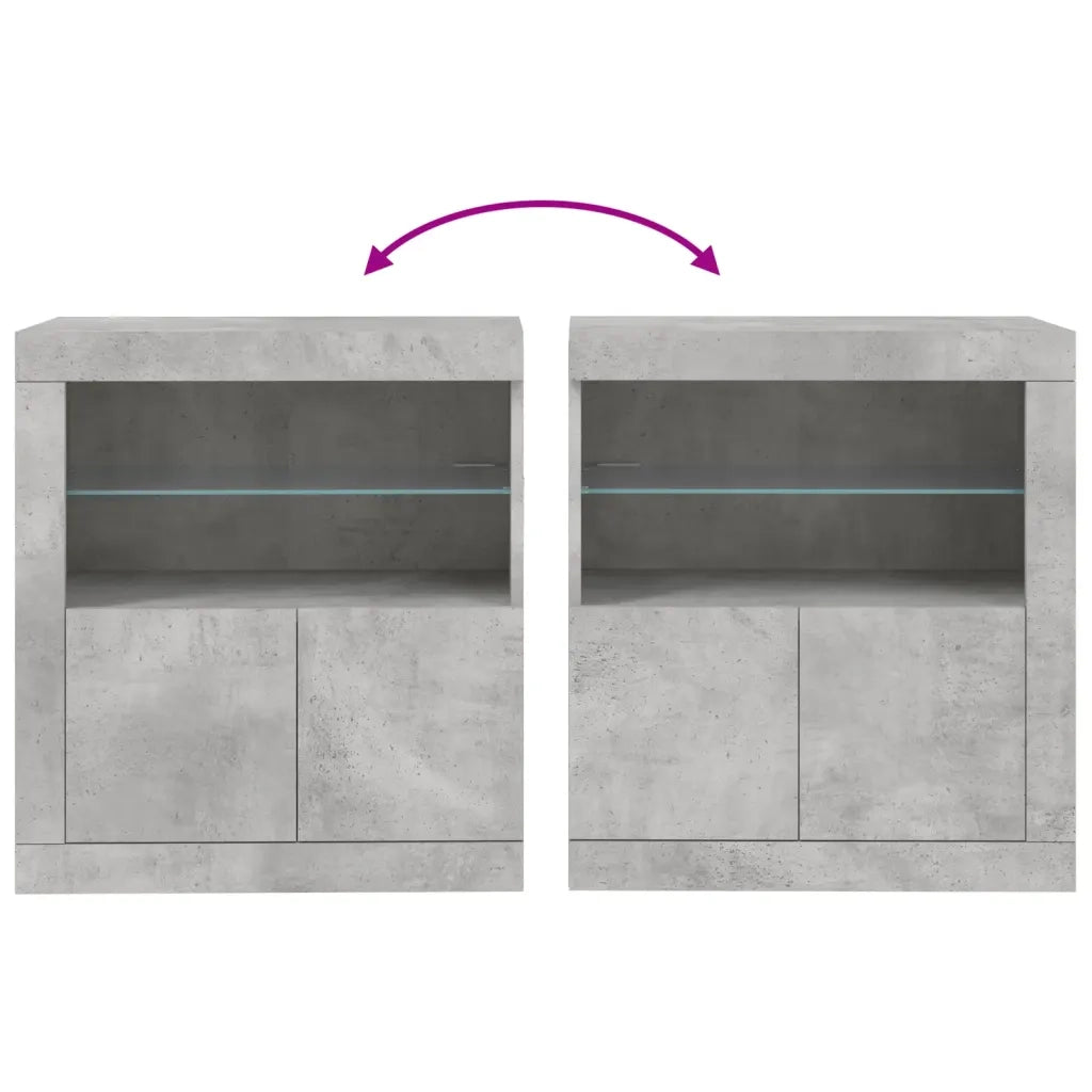 Credenza con Luci LED Grigio Cemento 60,5x37x67 cm 836619