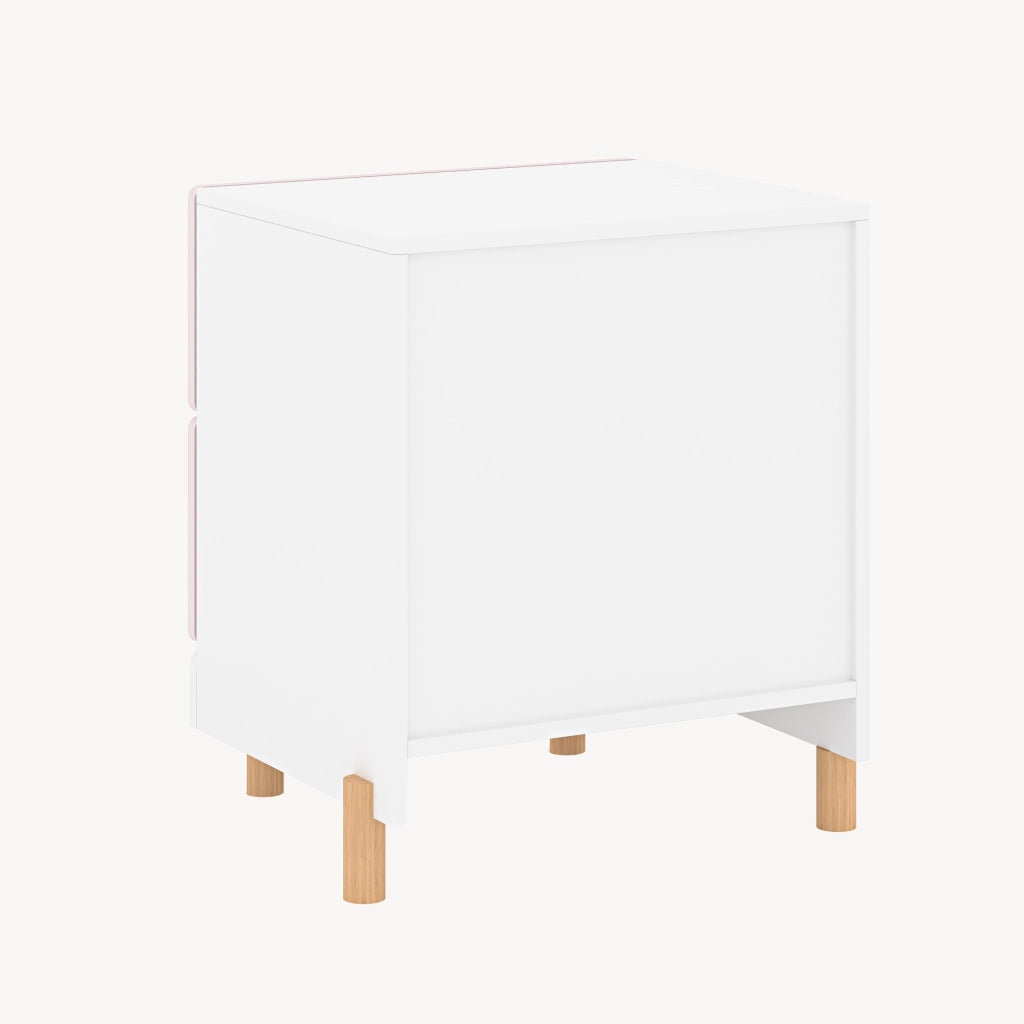 Comodino per Cameretta Vaarentaa con 2 Cassetti 47x40x35 cm - Bianco/Rosa [en.casa]