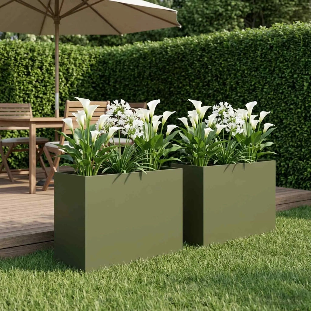 Vaso da giardino 2 pz Verde Oliva 60 x 30 x 40 cm 8005561