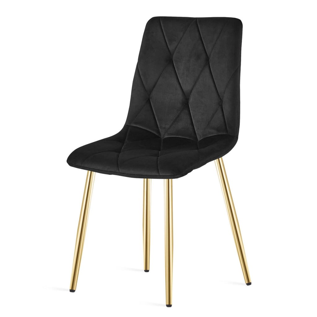 Sedia Libra in Velluto Nero con Gambe Oro