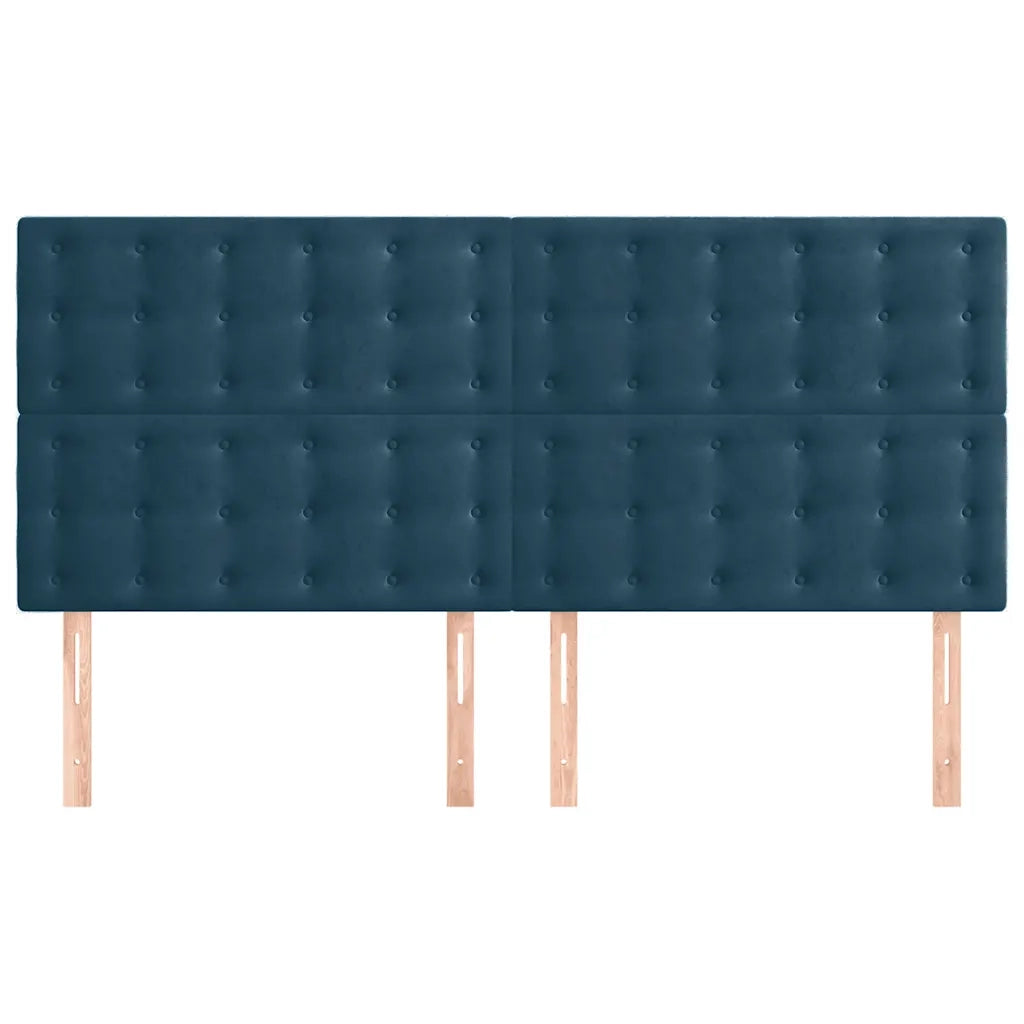 Testiera-Testata-Testiera Decorativa Blu Scuro 160x5x118/128 cm Velluto 445731