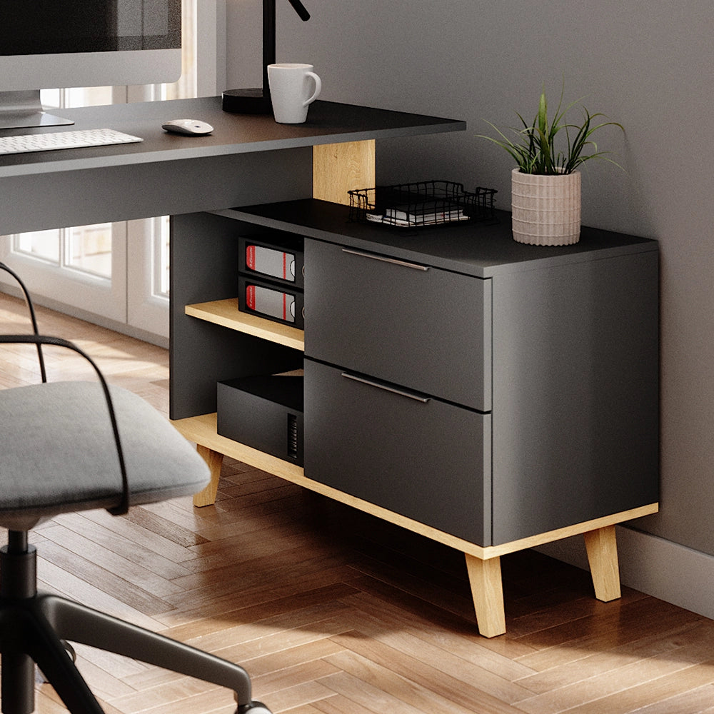 Vicco Scrivania Antracite 138 x 60 cm con cassetti, XL
