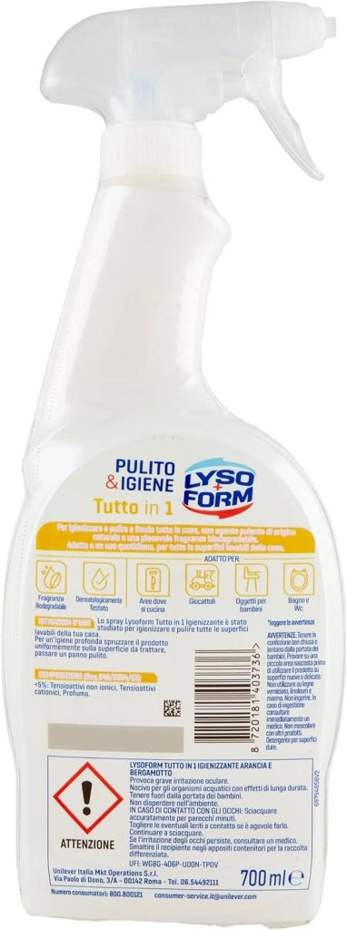 LYSOFORM SPRAY TUTTO IN 1700 ML PULITO E IGIENE TE VERDE ARANCIA