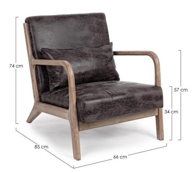 Poltrona con Cuscini Ancilla Dark in Similpelle