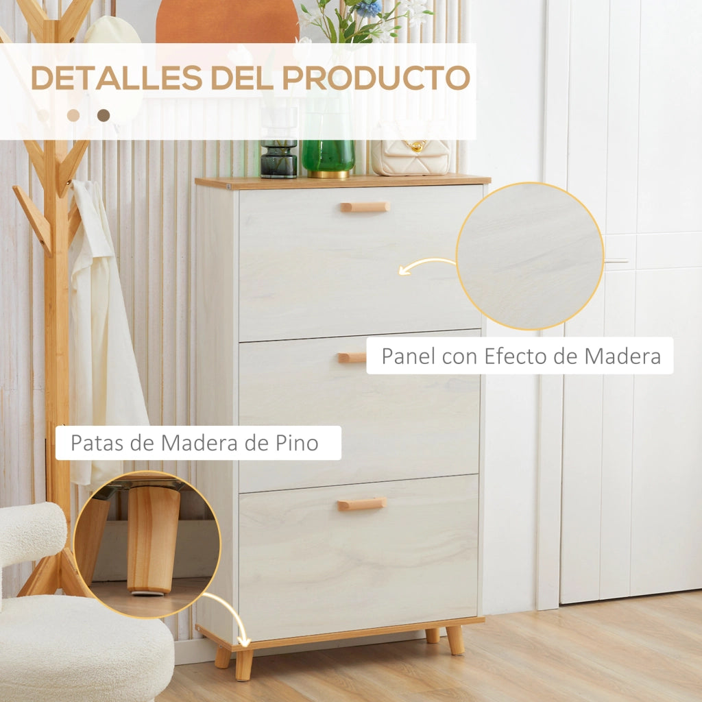 Scarpiera con 3 Cassetti ¨C Minimal ¨C 70x23,5x122 cm Bianco