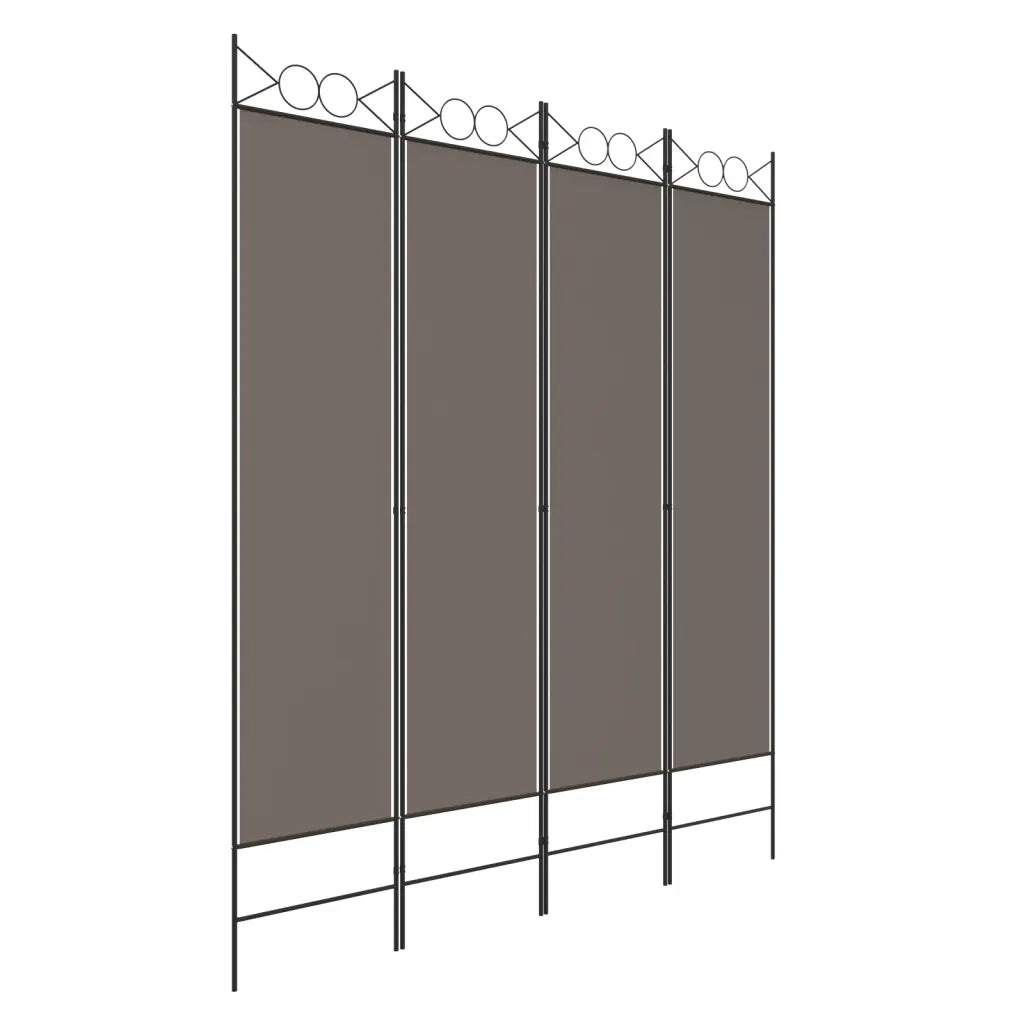 Divisorio Ambienti | Divider per stanze | Paravento a 4 Pannelli Antracite 160x200 cm Tessuto
