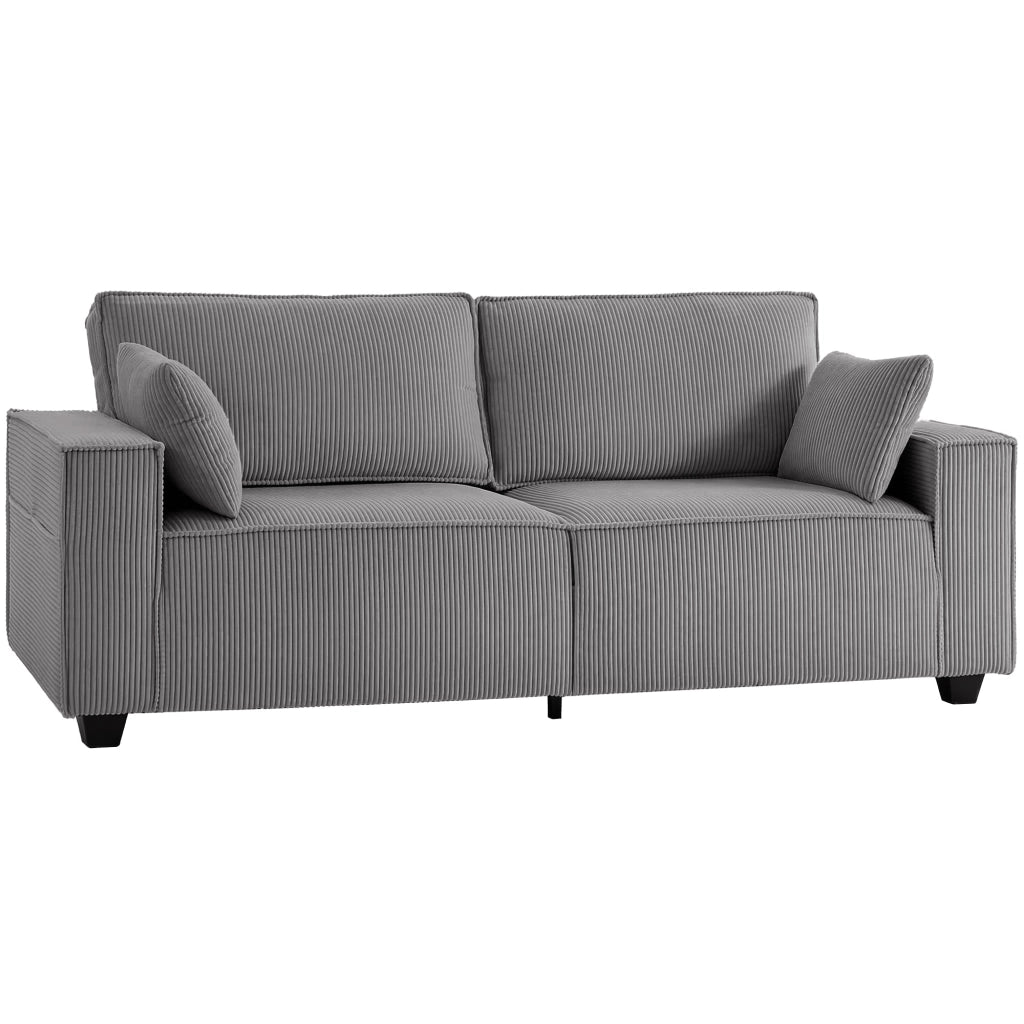 Divano 3 posti 218 cm ¨C Xylo ¨C Tessuto velluto grigio chiaro con cuscini