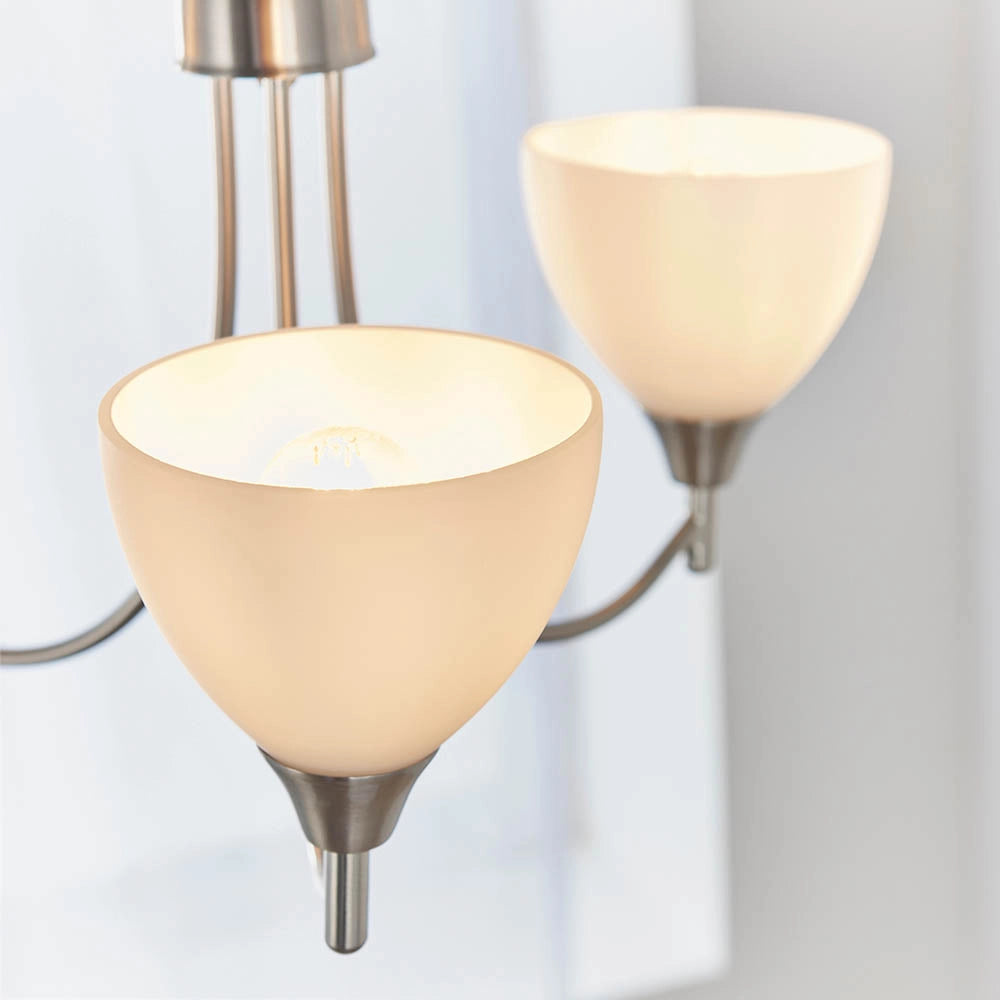 Sospensione classica Alton cromo satinato opalina 3xE14