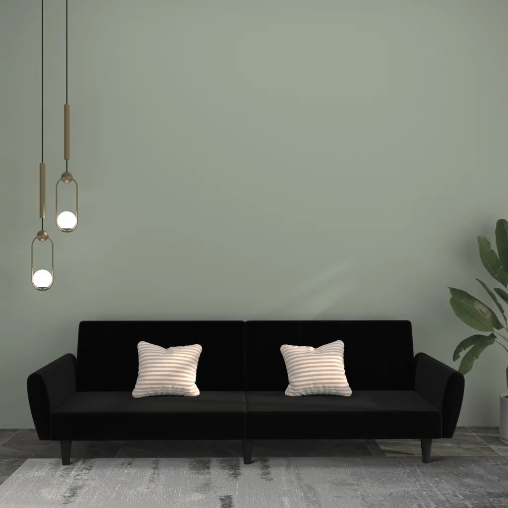 Divano letto | Sof¨¤ letto | Letto singolo a 2 Posti Nero in Velluto