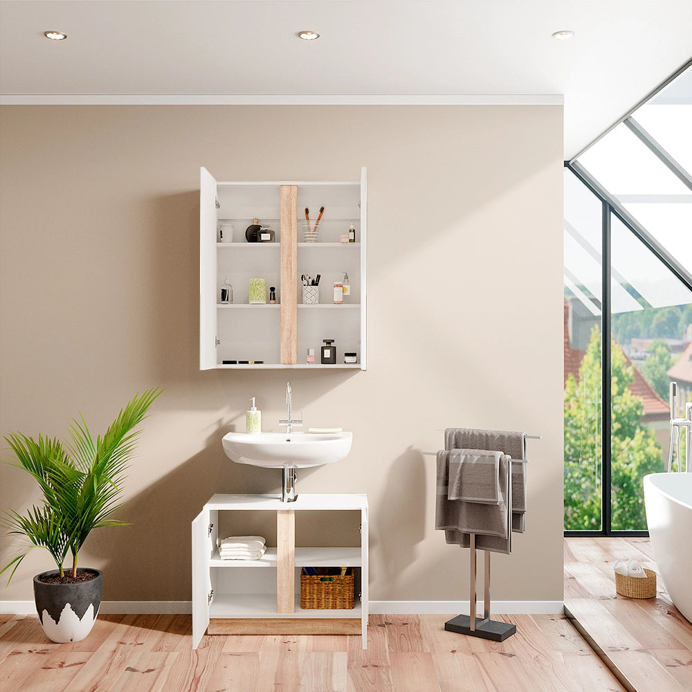 Vicco Set di mobili da bagno Bianco 2 parti