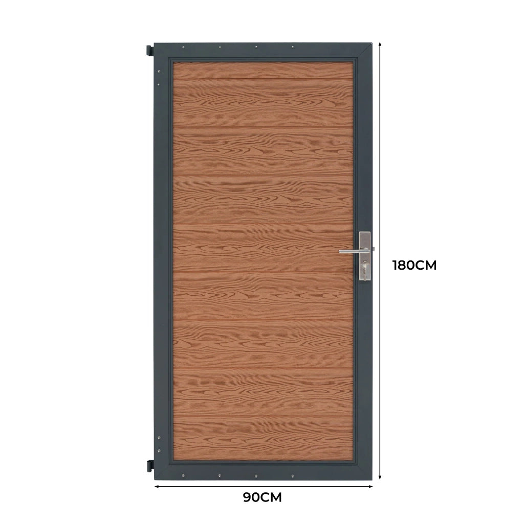 Porta da Giardino Ecolegno Marrone 90x180cm con Serratura e Maniglia