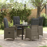 Set da Pranzo per Giardino con cuscino 5 pcs Grigio polyrattan 3379647