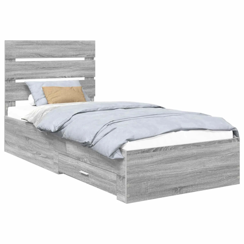 Struttura del letto-Giroletto Grigio Sonoma e Argento 75 x 190 cm 495834