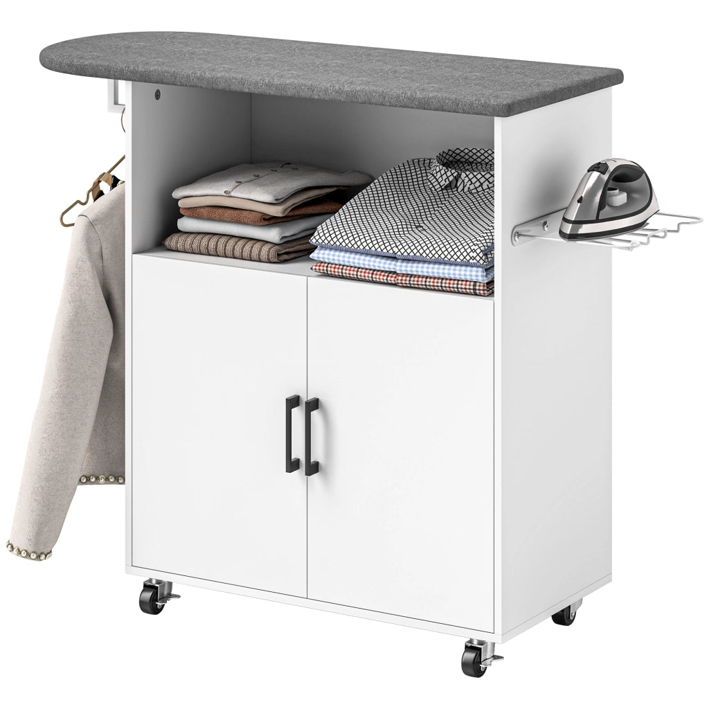 Armadio Asse da Stiro con Ante e Cassetti ¨C Minimal ¨C Bianco 125x43.5x102.5 cm
