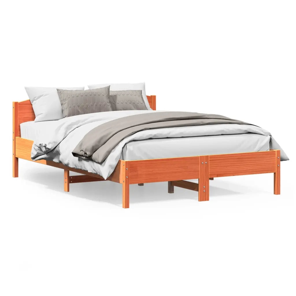 Giroletto senza Materasso-Struttura Letto Marrone Cera 160x200 cm Legno di Pino 619106