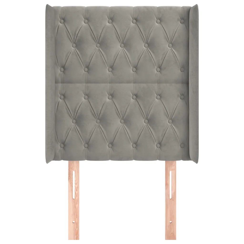 Testiera | Testata ad Orecchio Grigio Chiaro 83x16x118/128 cm in Velluto