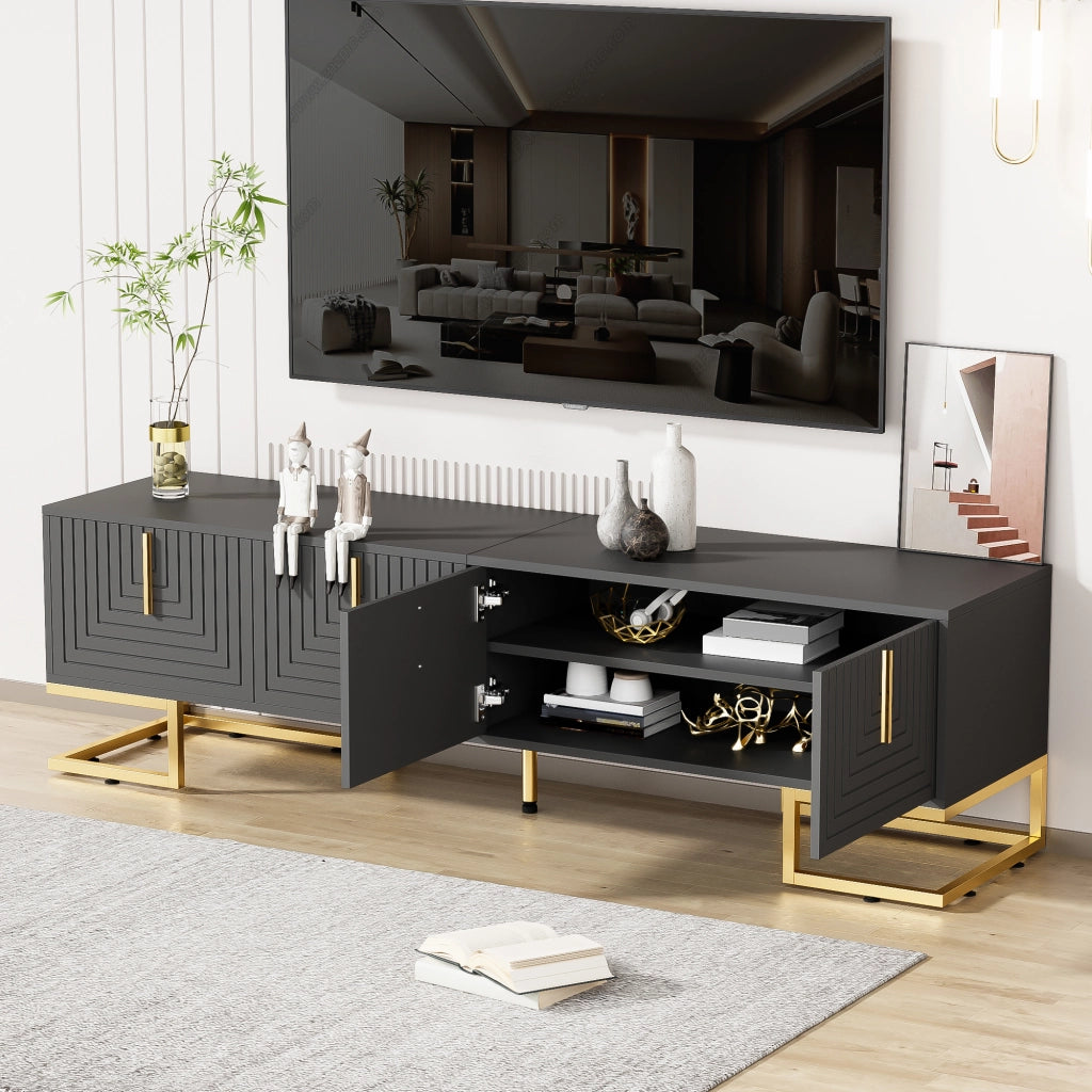 Cassettiera per TV grigia in truciolato lunga 170 cm