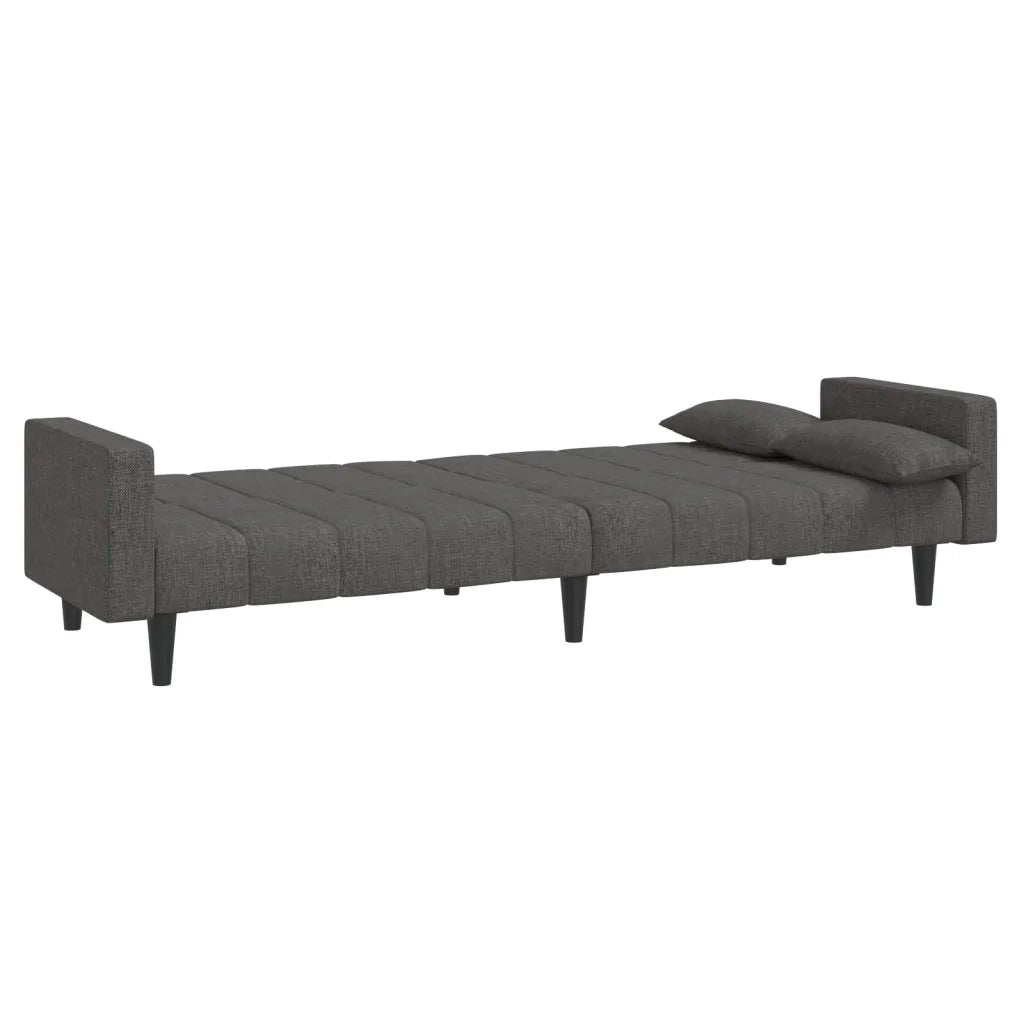 Divano letto | Sof¨¤ letto | Letto singolo a 2 Posti con 2 Cuscini Grigio Scuro in Tessuto