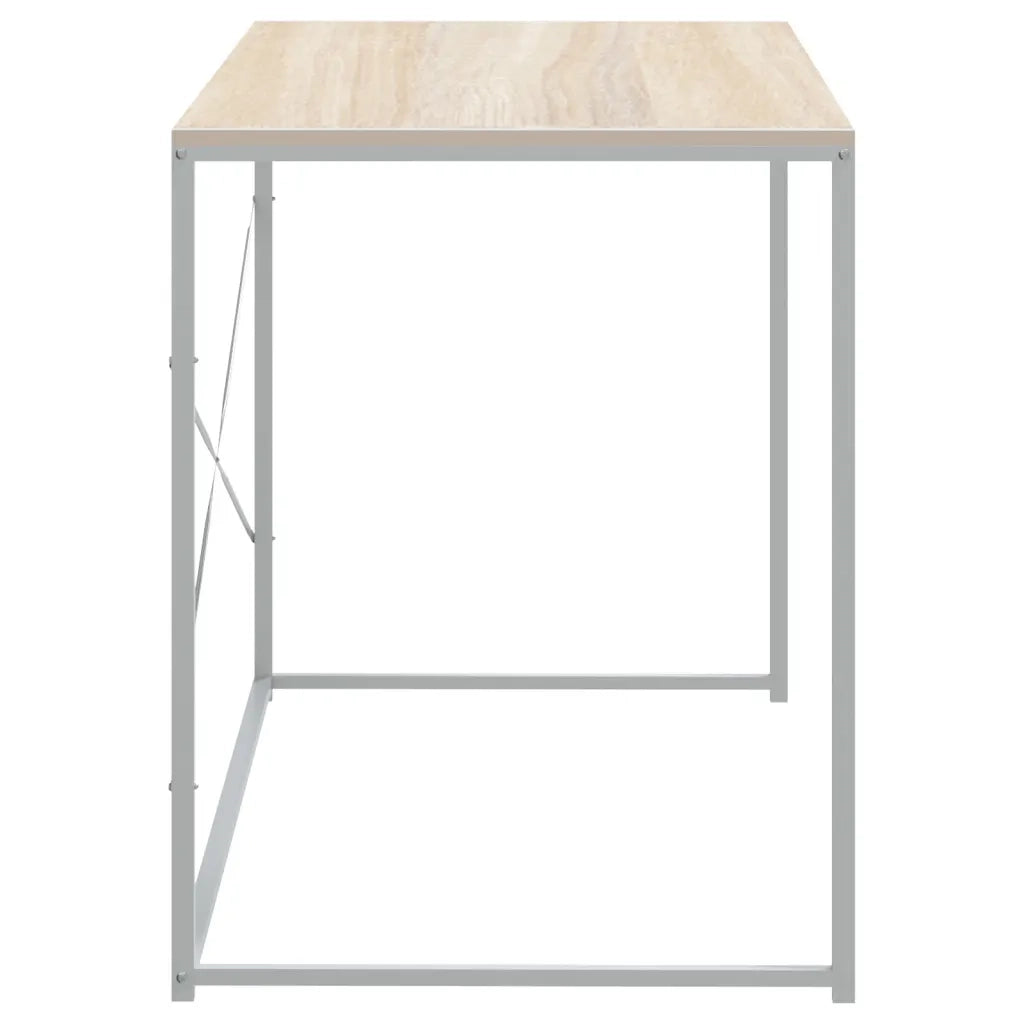 Scrivania Computer Bianca e Rovere 110x60x70 Legno Multistrato 30210