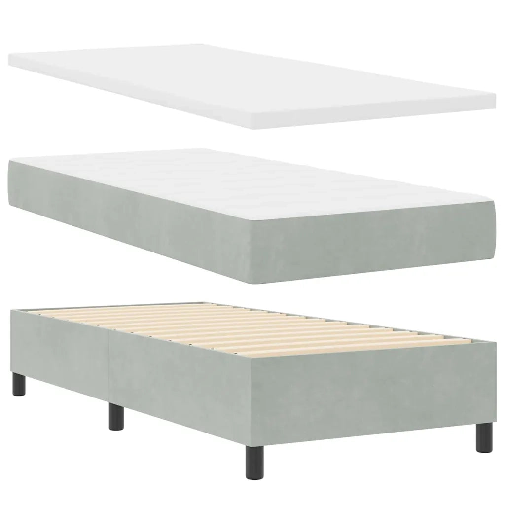 Letto a molle con testiera Grigio chiaro 200 x 90 cm Poliestere 3340856