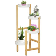 Tavolino da soggiorno scaffale piante 4 livelli ¨C Minimal ¨C bianco metallo bamb¨´ 28x28x80
