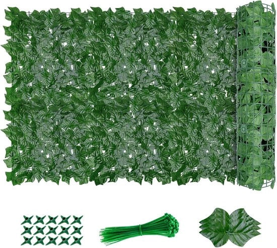 Schermatura di edera artificiale 3m x 1m (2 * 3x05m) - Hexaschermo per giardino, balcone e esterno