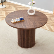 Tavolo da pranzo rotondo 100 cm in MDF effetto noce; altezza 76 cm