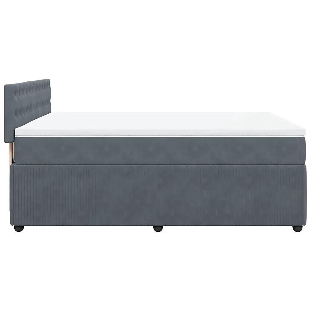 Giroletto a Molle con Materasso Grigio Scuro 160x200 cm Velluto