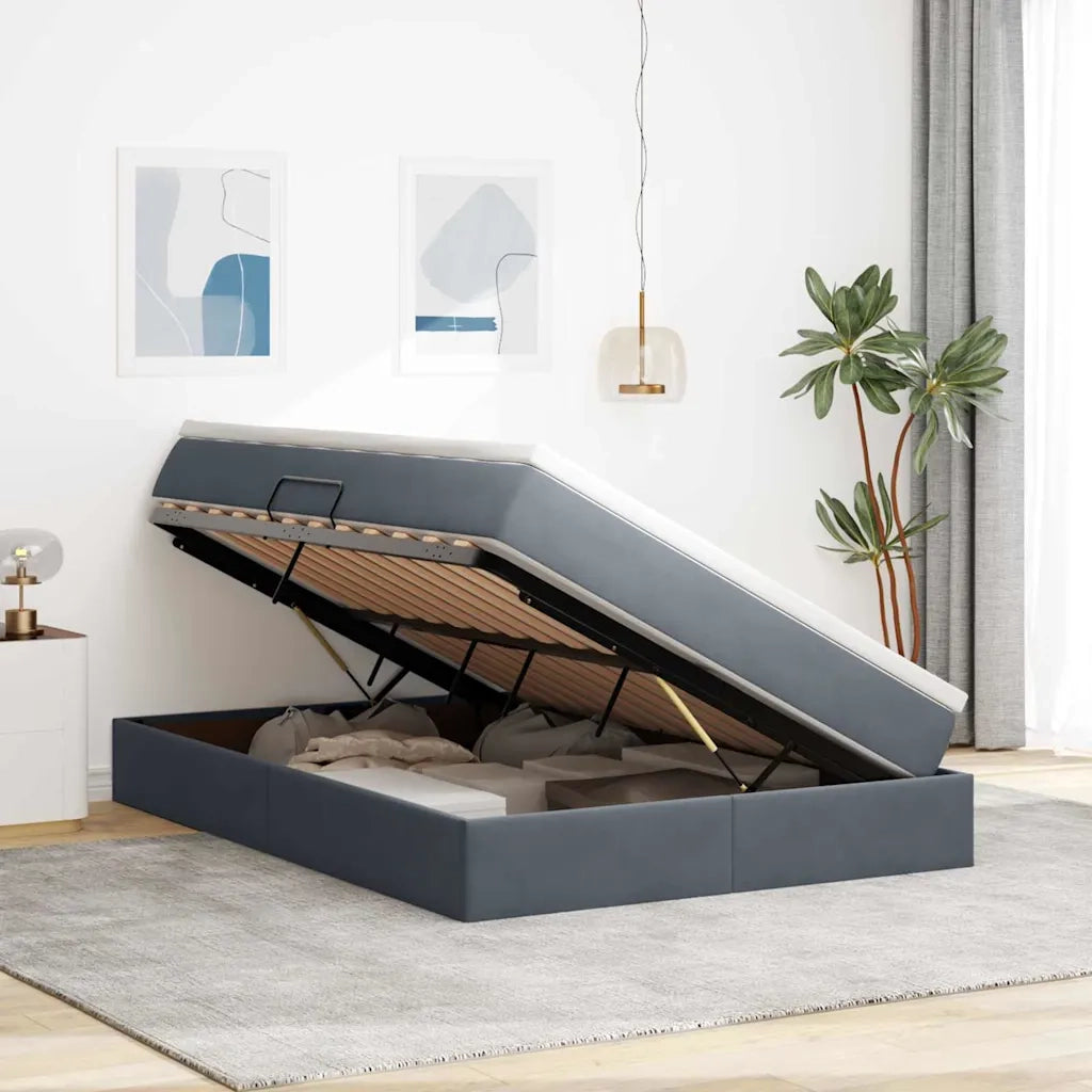 Letto con contenitore e materasso Grigio scuro 140 x 200 cm 3370306