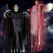 Decorazione horror per Halloween, fantasma appeso con occhi luminosi e suoni spettrali per la casa dei fantasmi, decorazione per giardino - 150 cm