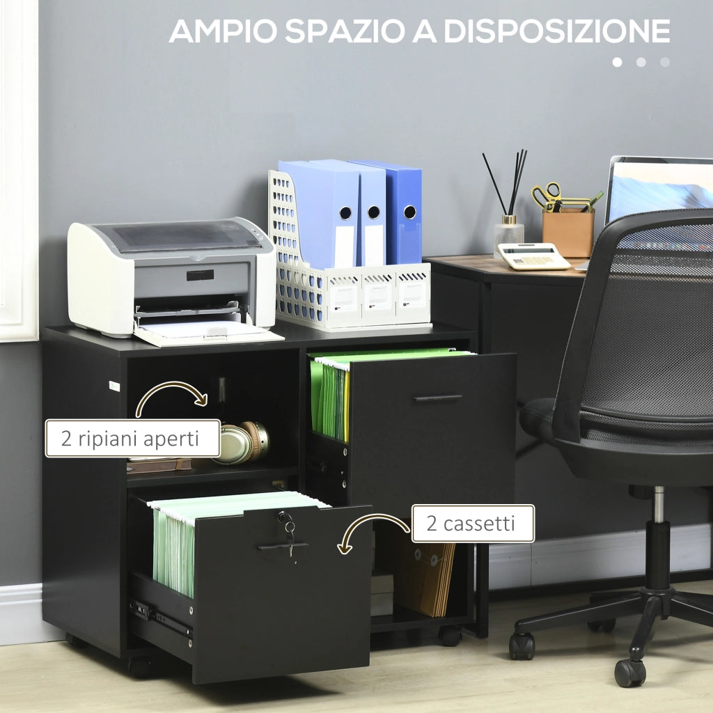 Scrivania con 2 Cassetti e Ripiani ¨C zephmum ¨C 80x40x66cm, Nero