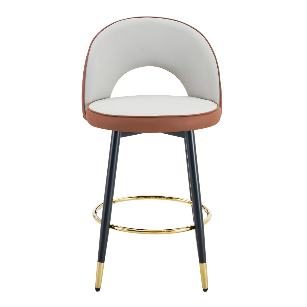 Sgabelli da Bar Girevoli Imbottiti ¨C MINIMAL ¨C Grigio Chiaro/Marrone, PU, Set 2 Pezzi
