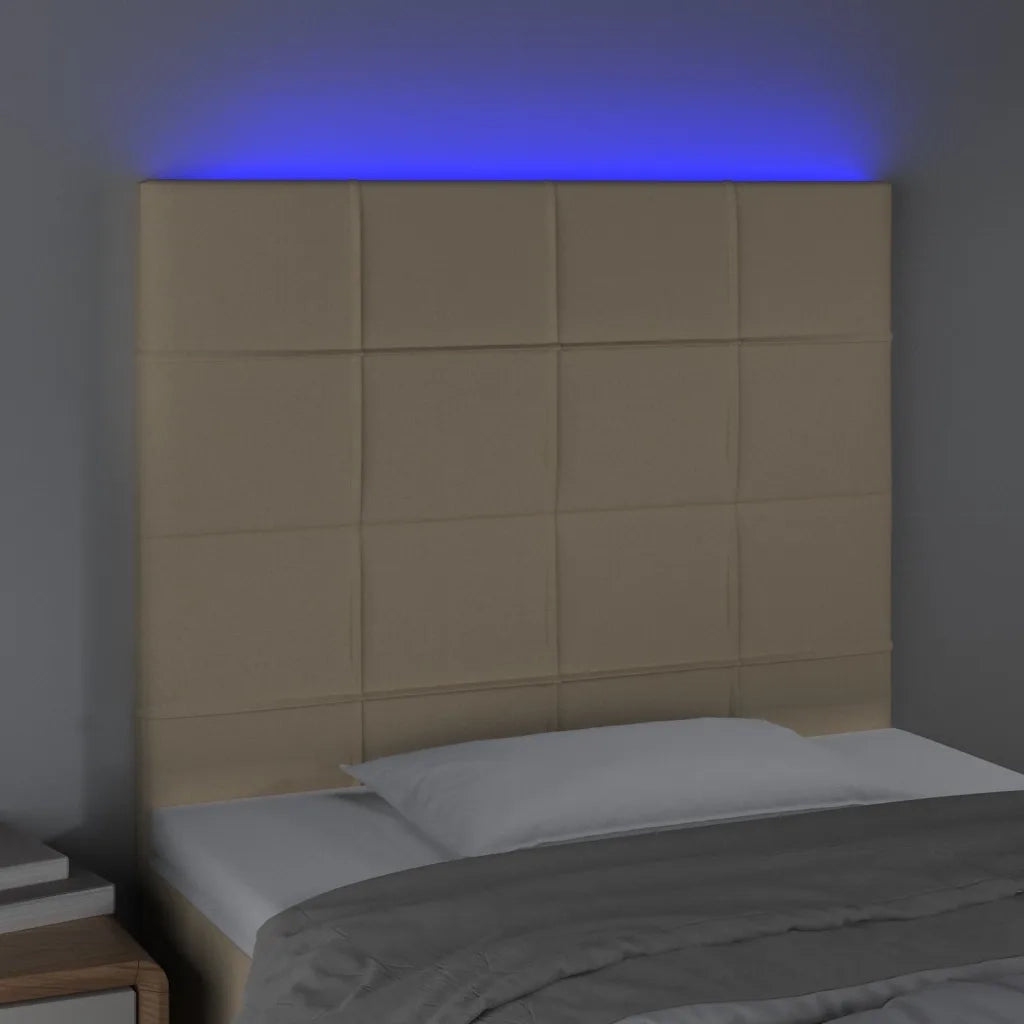 Testiera a LED Crema 100x5x118/128 cm in Tessuto 3122419