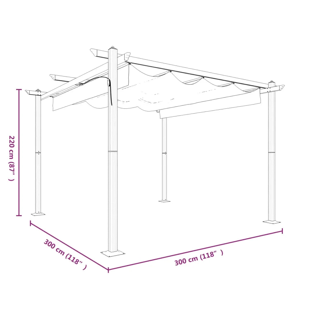 Pergola da Giardino con Tetto Retrattile 3x3 m Crema 318534