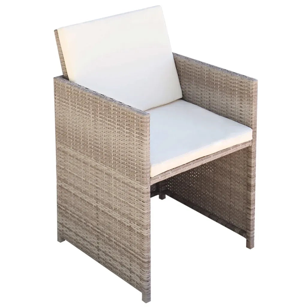 Set da Bistrot 3 pz con Cuscini in Polyrattan Beige 42541