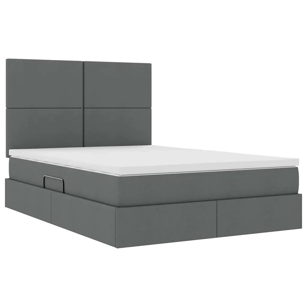 Letto con contenitore e materasso Grigio scuro 140 x 200 cm