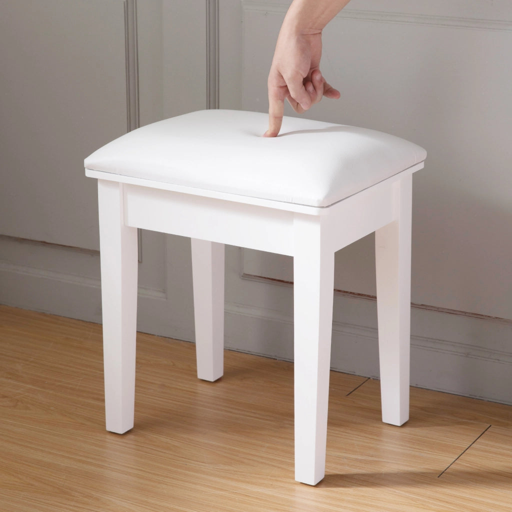 Sgabello Imbottito da Trucco ¨C MINIMAL ¨C Seduta Quadrata, Velluto, Beige