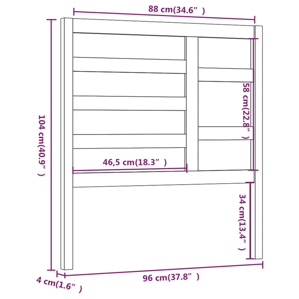 Testiera per Letto Grigia 96x4x104 cm in Legno Massello di Pino 818122